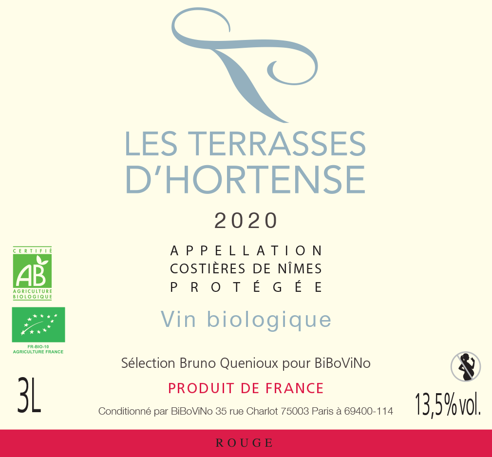 Les Terrasses d'Hortense (Bio), Domaine de Scamandre, Sélection Bruno Quenioux pour BiBoViNo