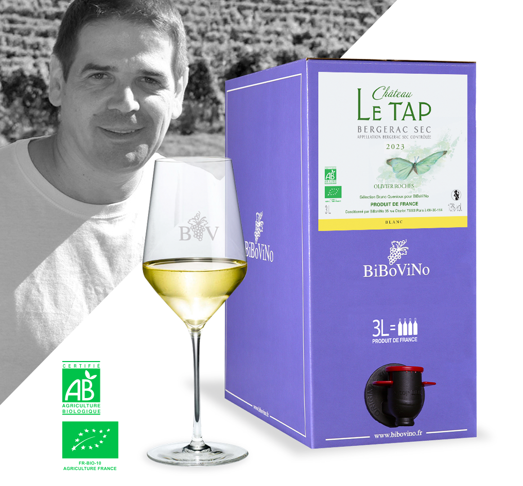Chateau Le Tap blanc, Bergerac sec (Bio), Olivier Roches, Sélection Bruno Quenioux pour BiBoViNo