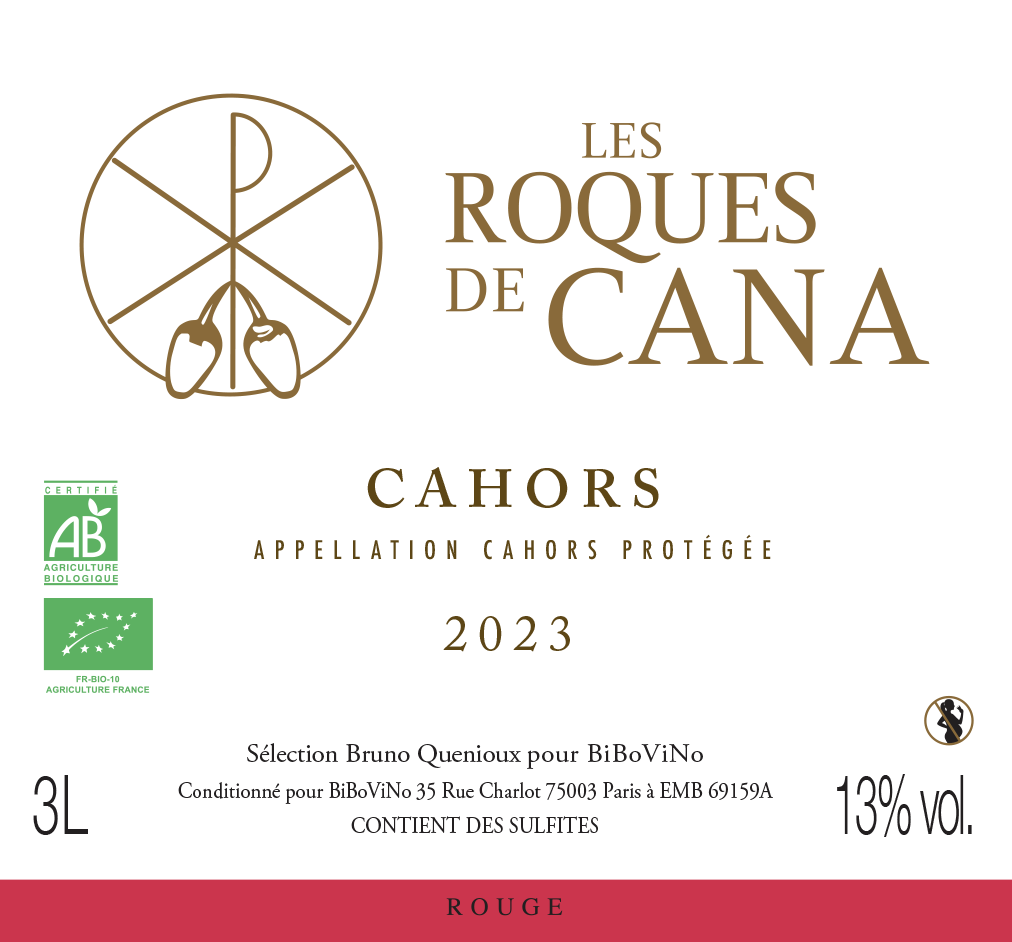 Cahors BIO, Les Roques de Cana, Sélection Bruno Quenioux pour BiBoViNo