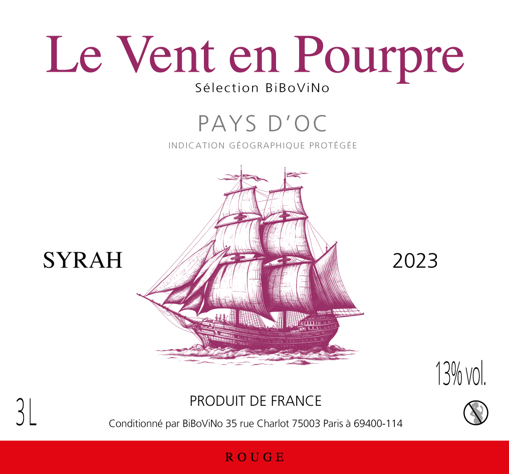 Syrah « Le Vent en Pourpre »,  sélection BiBoViNo