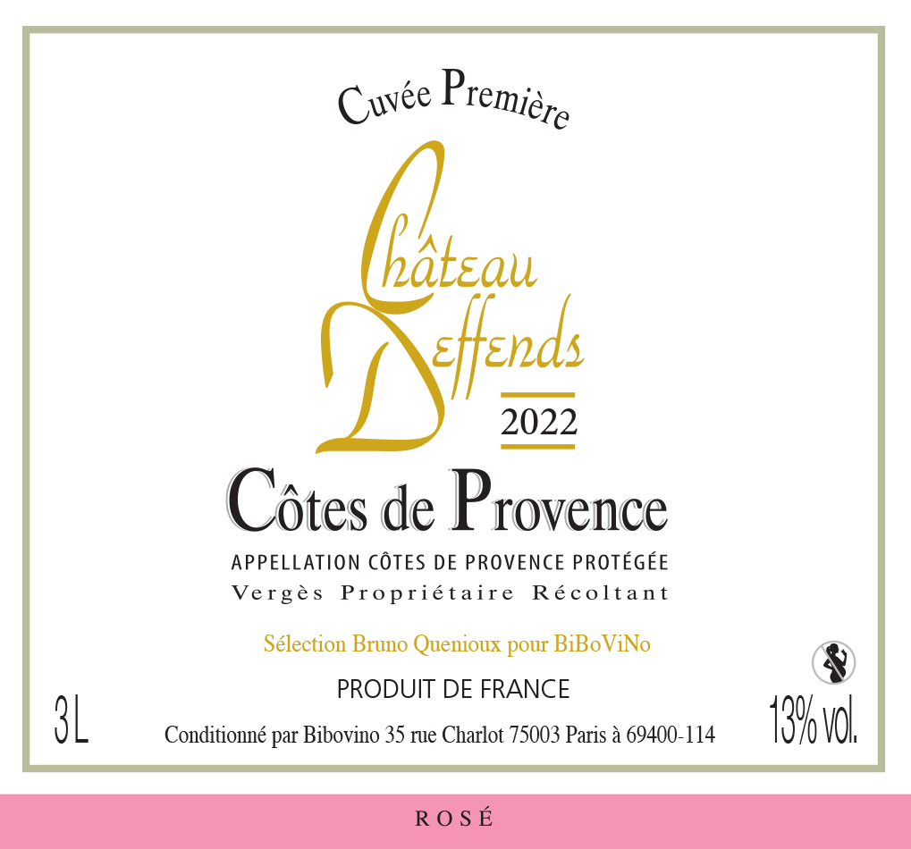 Rosé Côtes de Provence, Cuvée Première Château Deffends