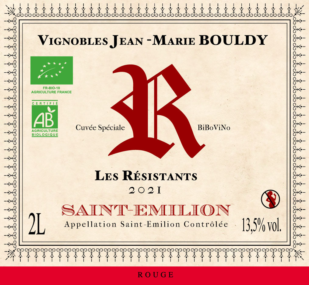 Saint Emilion Bio "Les Resistants", Vignobles Jean Marie Bouldy