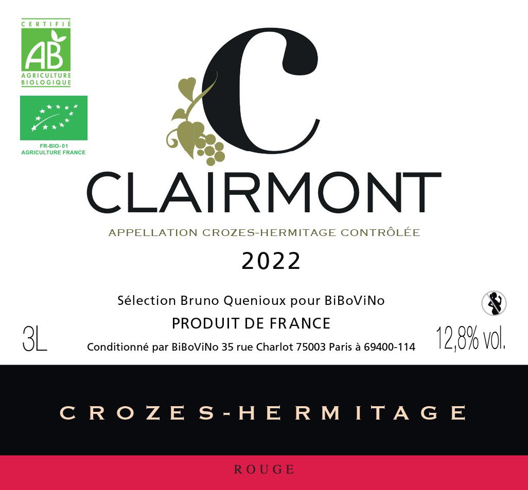 Crozes-Hermitage BIO, Cave de Clairmont