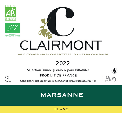 Marsanne BIO, Cave de Clairmont